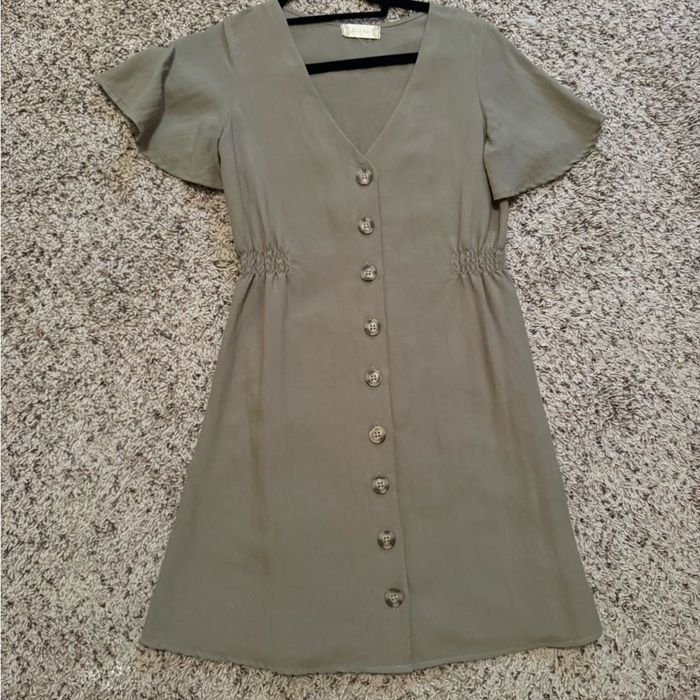 Olive Green Button-Down Dress